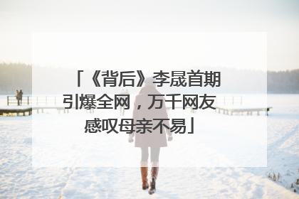 《背后》李晟首期引爆全网，万千网友感叹母亲不易