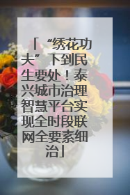 “绣花功夫”下到民生要处！泰兴城市治理智慧平台实现全时段联网全要素细治