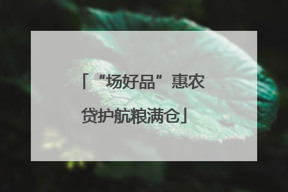 “场好品”惠农贷护航粮满仓