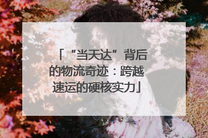 “当天达”背后的物流奇迹：跨越速运的硬核实力