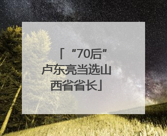 “70后”卢东亮当选山西省省长