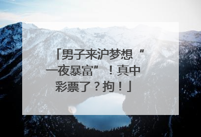 男子来沪梦想“一夜暴富”！真中彩票了？拘！