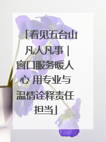 看见五台山 凡人凡事｜窗口服务暖人心 用专业与温情诠释责任担当