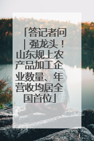 答记者问｜强龙头！山东规上农产品加工企业数量、年营收均居全国首位