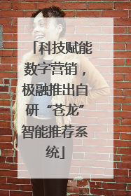 科技赋能数字营销，极融推出自研“苍龙”智能推荐系统