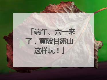 端午、六一来了，黄陂甘露山这样玩！