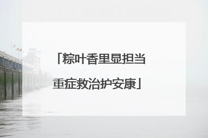 粽叶香里显担当 重症救治护安康