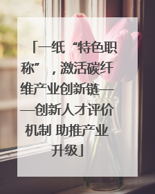 一纸“特色职称”，激活碳纤维产业创新链——创新人才评价机制 助推产业升级