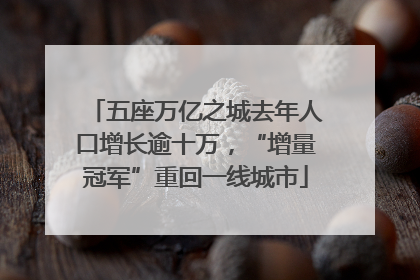 五座万亿之城去年人口增长逾十万，“增量冠军”重回一线城市