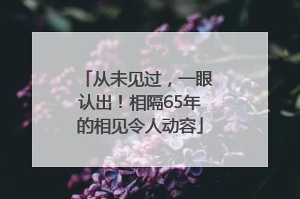 从未见过，一眼认出！相隔65年的相见令人动容