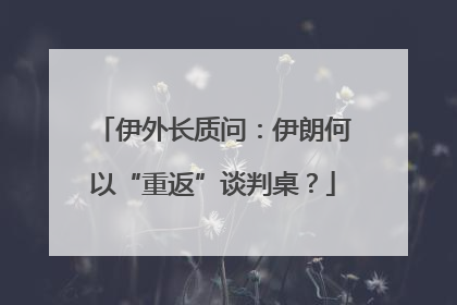 伊外长质问：伊朗何以“重返”谈判桌？