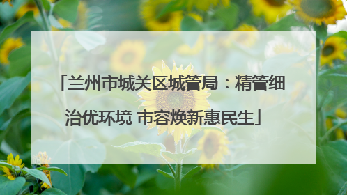 兰州市城关区城管局：精管细治优环境 市容焕新惠民生