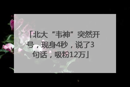 北大“韦神”突然开号，现身4秒，说了3句话，吸粉12万