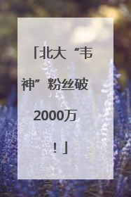 北大“韦神”粉丝破2000万！