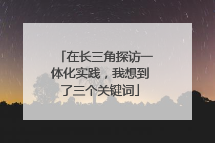 在长三角探访一体化实践，我想到了三个关键词