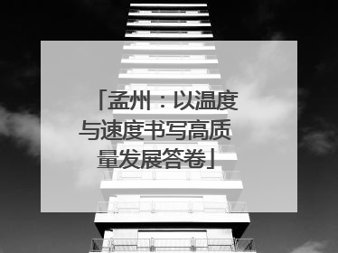 孟州：以温度与速度书写高质量发展答卷