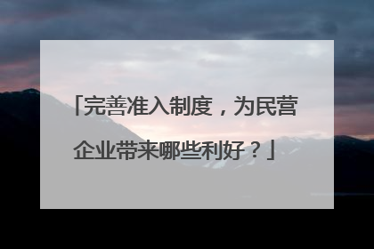 完善准入制度，为民营企业带来哪些利好？