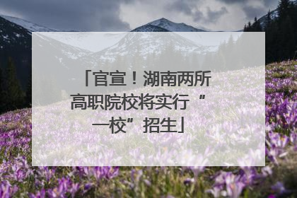 官宣！湖南两所高职院校将实行“一校”招生