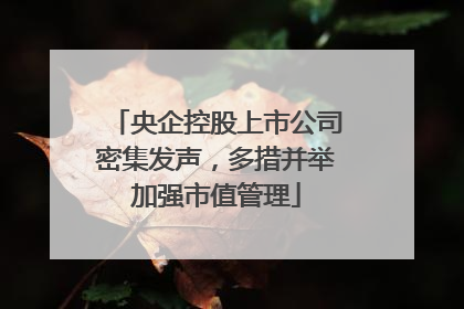 央企控股上市公司密集发声，多措并举加强市值管理
