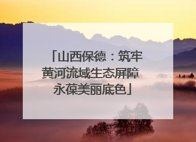 山西保德：筑牢黄河流域生态屏障 永葆美丽底色