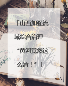 山西加强流域综合治理 “黄河竟然这么清！”