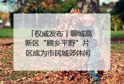 权威发布｜聊城高新区“顾乡平野”片区成为市民城郊休闲全新目的地