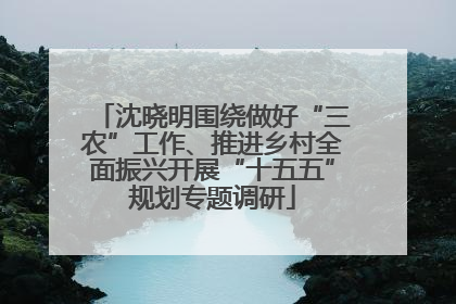 沈晓明围绕做好“三农”工作、推进乡村全面振兴开展“十五五”规划专题调研