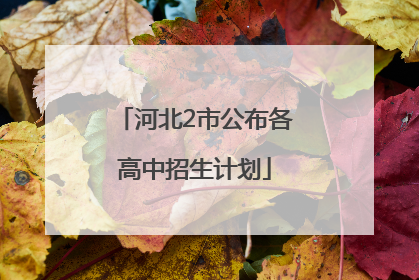 河北2市公布各高中招生计划