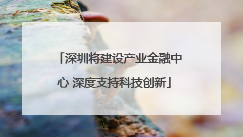 深圳将建设产业金融中心 深度支持科技创新
