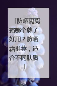 防晒隔离霜哪个牌子好用？防晒霜推荐，适合不同肤质