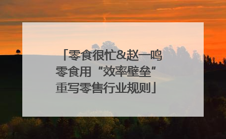 零食很忙&赵一鸣零食用“效率壁垒”重写零售行业规则