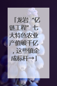 龙岩“亿链工程”七大特色农业产值破千亿，这些镇企成标杆→