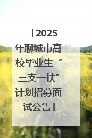 2025年聊城市高校毕业生“三支一扶”计划招募面试公告