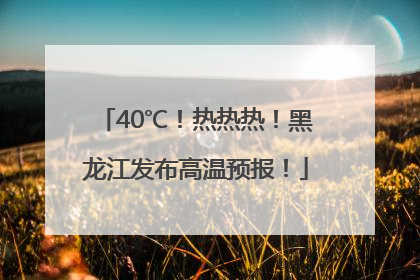 40℃！热热热！黑龙江发布高温预报！